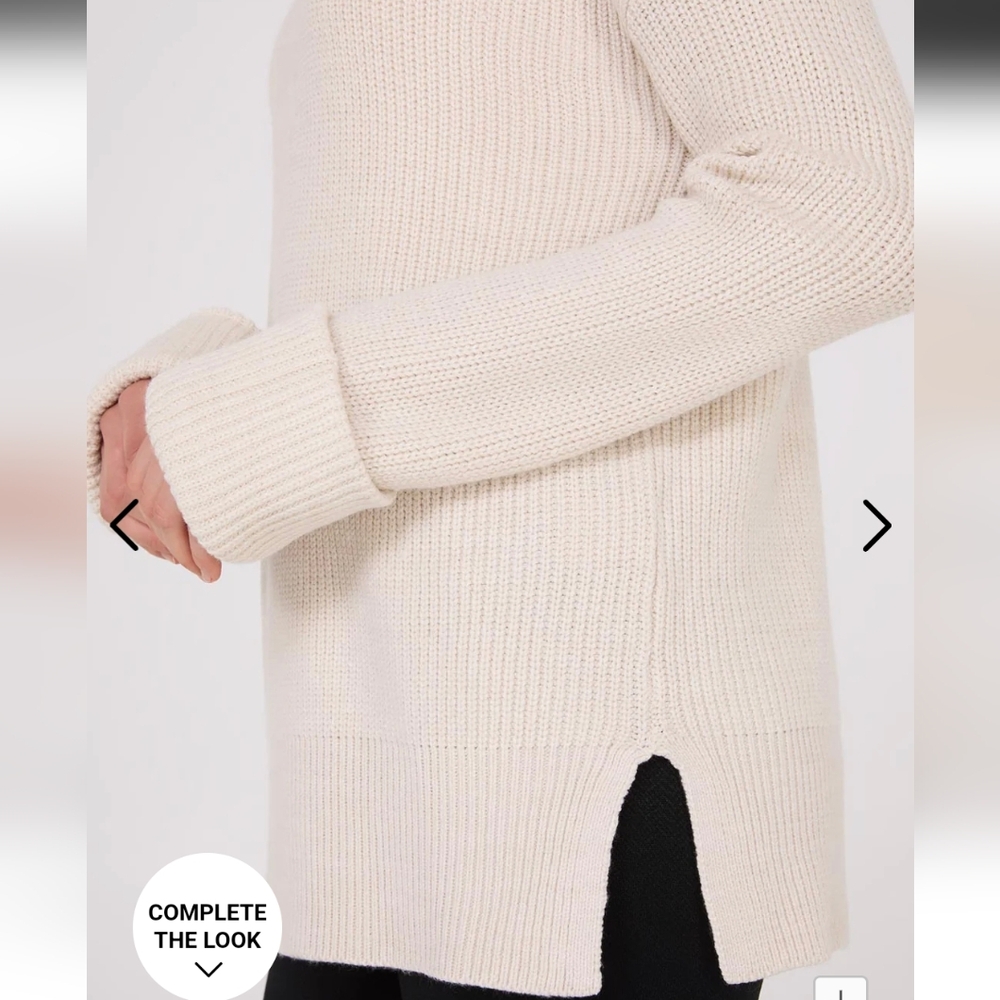 Suzy Shier Mock Neck Shaker Stitch Sweater in size Large (L ) Cream color - Picture 2 of 4